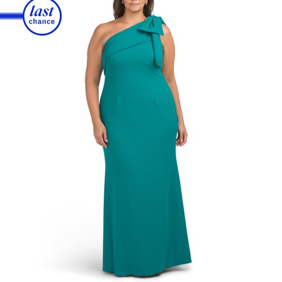ADRIANNA PAPELL Dresses & Skirts - ADRIANNA PAPELL Teal One Shoulder Gown
